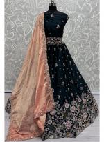 Silk Dark Teal Wedding Wear Embroidery Work Lehenga Choli